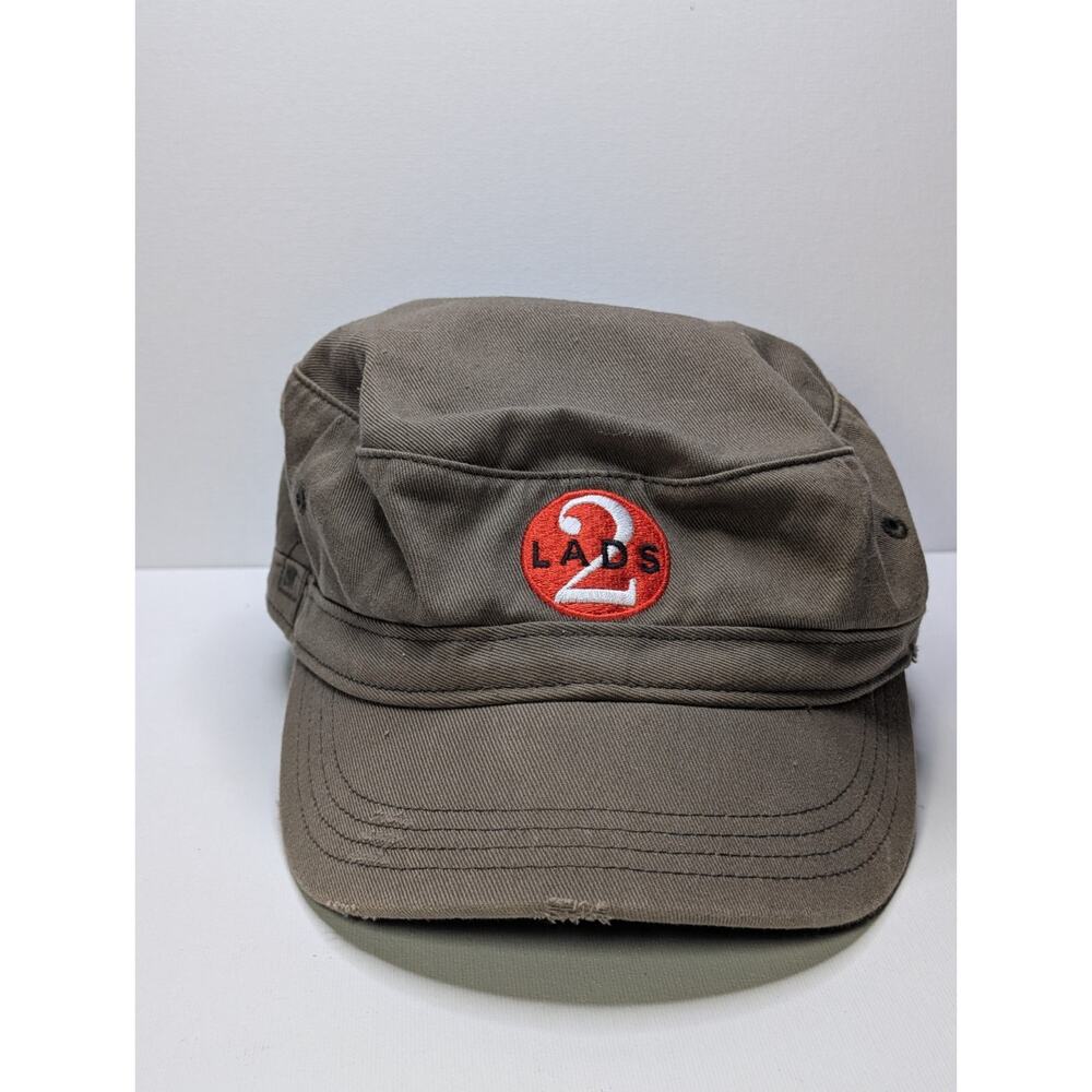 2 LADS Cadet Military Style Hat Cap Adjustable Just Rict Brown Embroidered